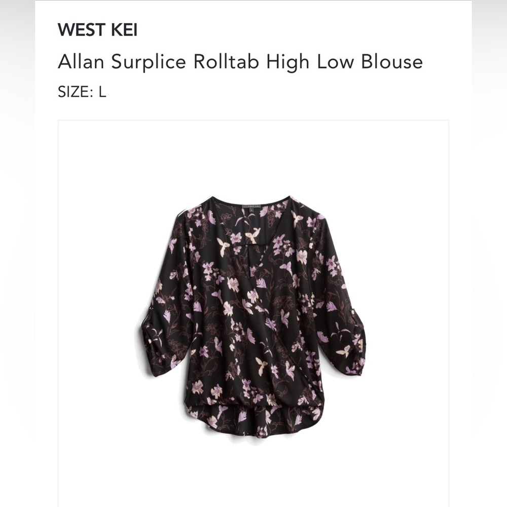 STITCH FIX - West Kei Allan Surplice Rolltab High Low blouse